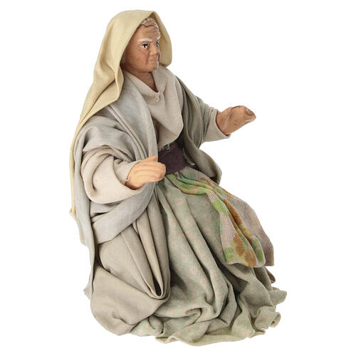 Anziana seduta terracotta presepe napoletano 12 cm 3