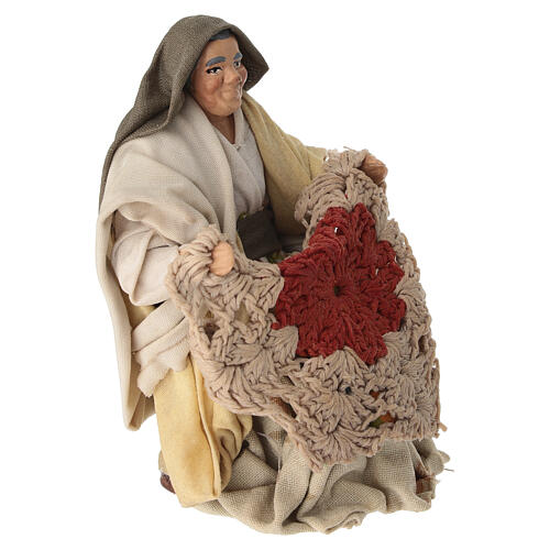 Femme âgée avec châle crèche napolitaine 12-14 cm terre cuite 3