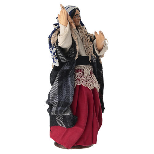 Donna con tamburello presepe napoletano 14 cm 3
