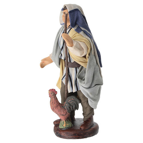 Uomo e galline presepe napoletano 14 cm terracotta 2