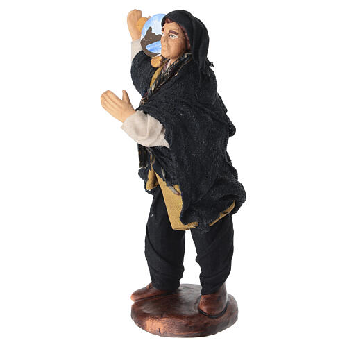 Mężczyzna z tamburynem - figurka do szopki neapolitańskiej 14 cm, terakota 2
