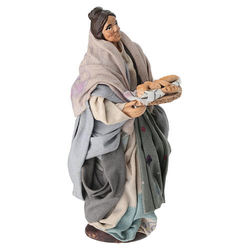 Femme avec pain crèche napolitaine 15 cm terre cuite 2