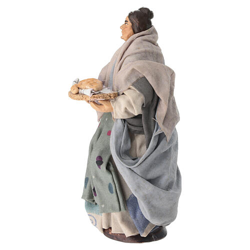 Femme avec pain crèche napolitaine 15 cm terre cuite 3