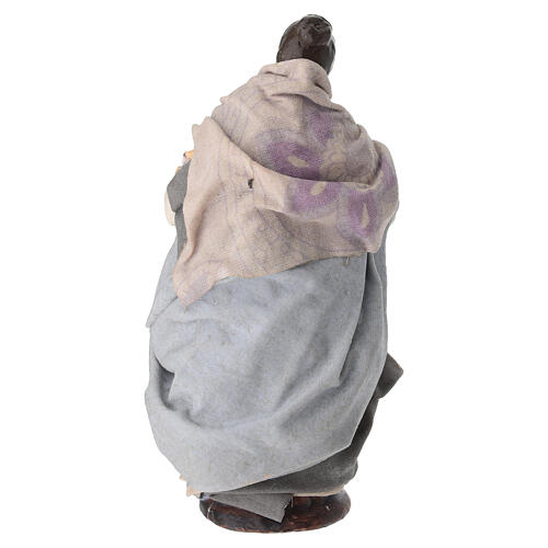 Femme avec pain crèche napolitaine 15 cm terre cuite 4