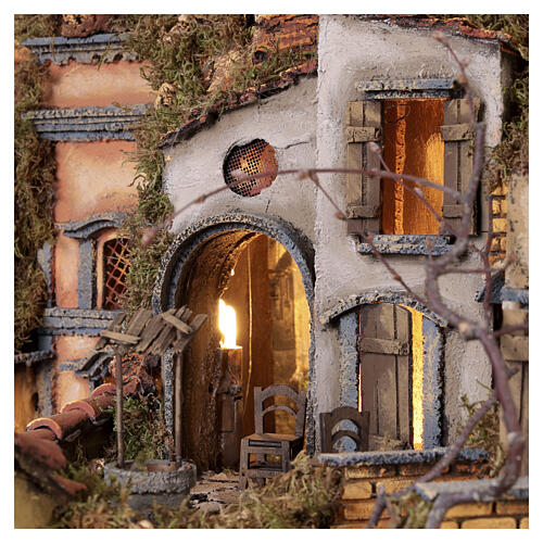 Vicoli di Napoli borgo Spaccanapoli illuminato 80x60x60 cm presepe napoletano 8-10 cm 10