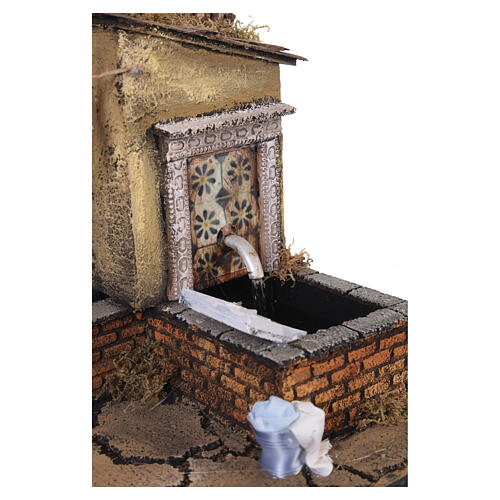 Village with hanging laundry and working fountain, 20x35x25 cm, for 12 cm Neapolitan Nativity Scene 4