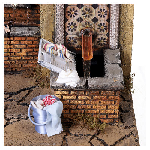 Hamlet with dripping laundry and double-motion, 50x35x45 cm, for 20-24 cm Neapolitan Nativity Scene 3