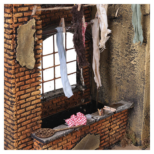 Hamlet with dripping laundry and double-motion, 50x35x45 cm, for 20-24 cm Neapolitan Nativity Scene 9