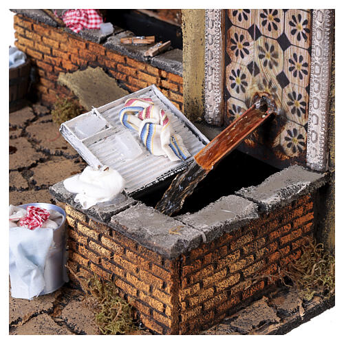 Hamlet with dripping laundry and double-motion, 50x35x45 cm, for 20-24 cm Neapolitan Nativity Scene 10