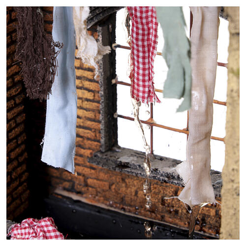 Hamlet with dripping laundry and double-motion, 50x35x45 cm, for 20-24 cm Neapolitan Nativity Scene 11