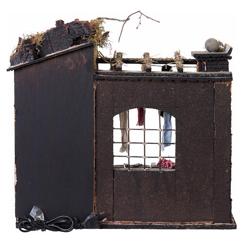 Borgo bucato gocciolante e doppio movimento 50x35x45 cm presepe napoletano 20-24 cm 12