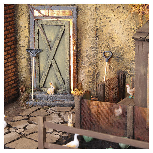 Scena rurale presepe 12 cm napoletano con animali e vita contadina 40x40x30 cm 2