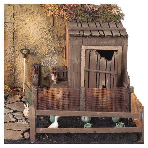 Scena rurale presepe 12 cm napoletano con animali e vita contadina 40x40x30 cm 4