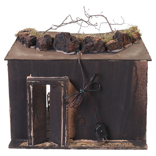 Scène intérieure de maison éclairée avec chambre 35x40x30 cm crèche napolitaine 12 cm 8