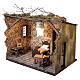 Scena interno casa illuminata con camera da letto 35x40x30 cm presepe napoletano 12 cm s4