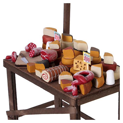 Wooden deli counter with hanging products for 24-30 cm Neapolitan Nativity Scene, 35x19x10 cm 3