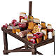 Banco salumeria in legno con prodotti appesi 35x20x10 cm presepe napoletano 24-30 cm s3