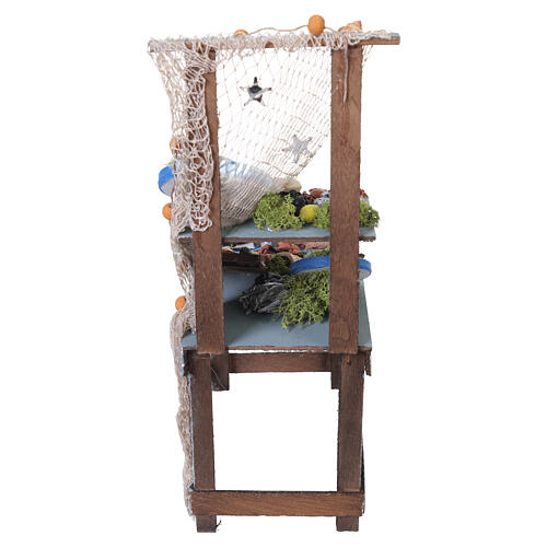 Banco pescivendolo con pesci dipinti a mano 30x10x20 cm presepe napoletano 24-30 cm 8