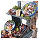 Banco pescivendolo con pesci dipinti a mano 30x10x20 cm presepe napoletano 24-30 cm s2
