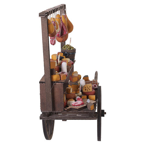 Carro salumi e formaggi con terracotta dipinta 35x40x15 cm presepe napoletano 24-30 cm 6