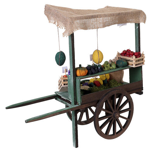 Carro fruttivendolo con frutta e verdura in terracotta 35x40x15 cm presepe napoletano 24-30 cm 7