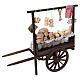 Charrette de boulangerie en bois avec pains exposés 35,5x40x14 cm crèche napolitaine 24-30 cm s8