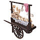 Carro de padaria em madeira com pão exposto 35x40x15 cm presépio napolitano 24-30 cm s7