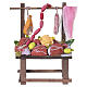 Wooden meat stall with terracotta products, 10x10x5 cm, for 10 cm Neapolitan Nativity Scene s1