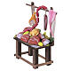 Étal viande en bois avec produits en terre cuite 10x10x5 cm crèche napolitaine 10 cm s5