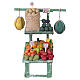 Banco frutta in legno verde con ortaggi in terracotta 10x5x10 cm presepe napoletano 10 cm s1