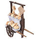 Carro del panettiere in legno con pane 15x15x5 cm presepe napoletano 10 cm s3