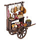 Verkaufswagen aus Holz mit Wurst- und Käsewaren aus handbemalter Terrakotta 15x15x5 cm für neapolitanische Krippe mit 10 cm Figuren s4