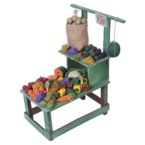 Hand-painted wooden fruit and vegetable stall, 22x12x16 cm, for Neapolitan Nativity Scene with 18-20 cm figurines 5