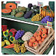 Carretto ortofrutta in legno con copertura a righe 30x30x10 cm presepe napoletano 18-20 cm s2