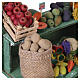 Carrinho de frutas e legumes em madeira com cobertura às riscas 30x30x10 cm presépio napolitano 18-20 cm s4