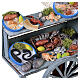 Carretto pescheria in legno con rete e pesci 30x30x10 cm presepe napoletano 18-20 cm s4