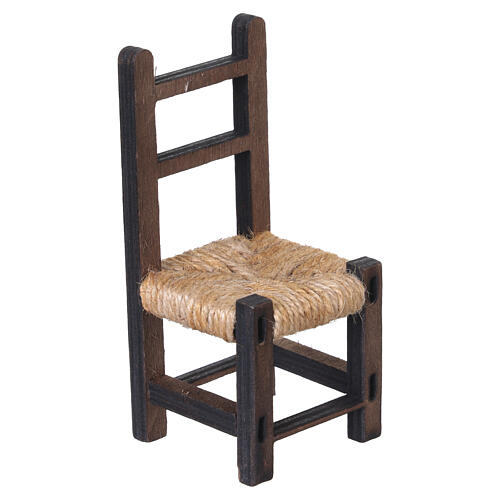 Chaise traditionnelle en bois et paille crèche napolitaine 20 cm h réelle 10,5 cm 3