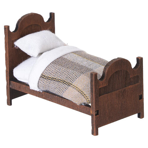 Letto singolo in legno e stoffa 5x4x8 cm presepe napoletano 6 cm 3