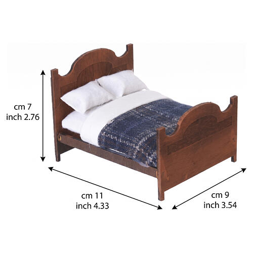Letto matrimoniale con coperta in stoffa 7x9x11 cm presepe napoletano 10 cm 2