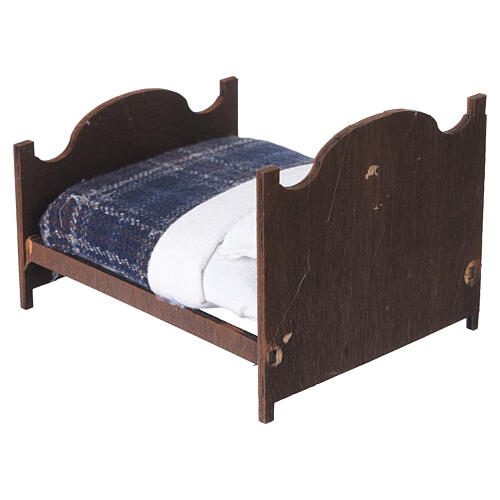 Letto matrimoniale con coperta in stoffa 7x9x11 cm presepe napoletano 10 cm 5