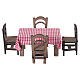 Table set with cotton tablecloth and 4 wooden chairs, 4x7.5x4.5 cm, for 8 cm Neapolitan Nativity Scene s3