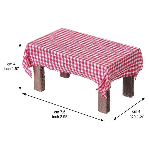 Set tavolo tovaglia cotone 4 sedie in legno 4x7,5x4,5 cm presepe napoletano 8 cm 2