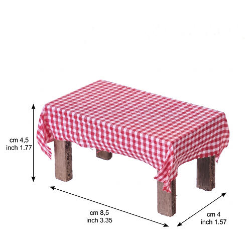 Tavolo da pranzo in legno con tovaglia e 4 sedie 4,5x8,5x4 cm presepe napoletano 10 cm 2