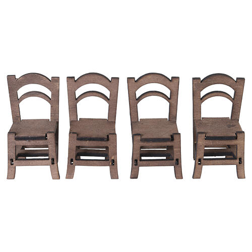 Tavolo da pranzo in legno con tovaglia e 4 sedie 4,5x8,5x4 cm presepe napoletano 10 cm 6