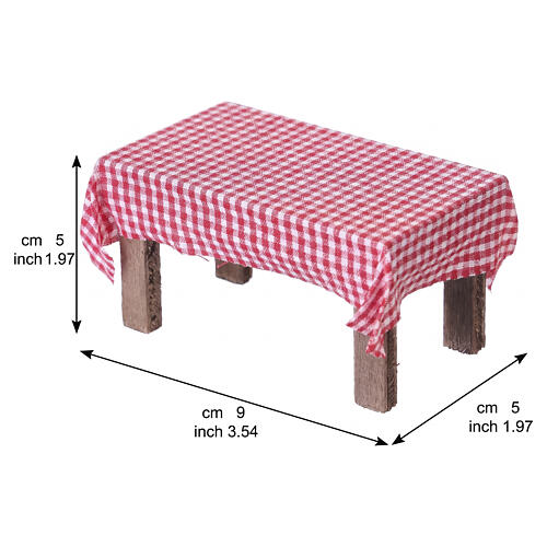 Conjunto de mesa em madeira com toalha de algodão e 4 cadeiras 5x9x5 cm presepe napoletano 12 cm 2