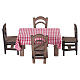 Conjunto de mesa em madeira com toalha de algodão e 4 cadeiras 5x9x5 cm presepe napoletano 12 cm s3