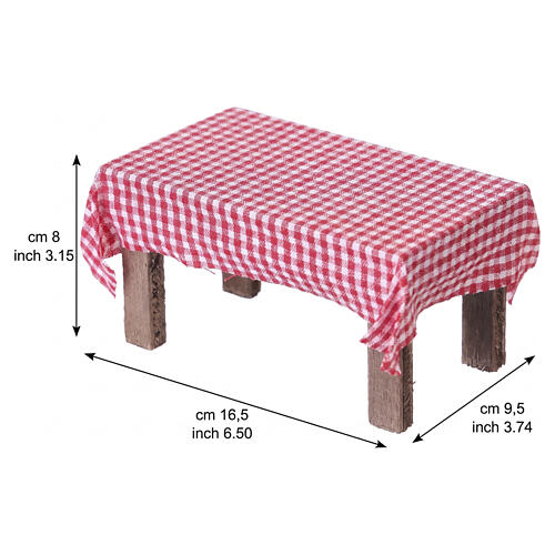 Tavolo con tovaglia in cotone e quattro sedie 8x16,5x9,5 cm presepe napoletano 18 cm 2