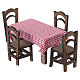 Tavolo con tovaglia in cotone e quattro sedie 8x16,5x9,5 cm presepe napoletano 18 cm s4
