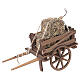 Carro rustico in legno con fieno e forcone 10x20x5 cm presepe napoletano 12 cm s1