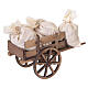 Carro con sacchi in legno e stoffa 10x10x5 cm presepe napoletano 10 cm s5